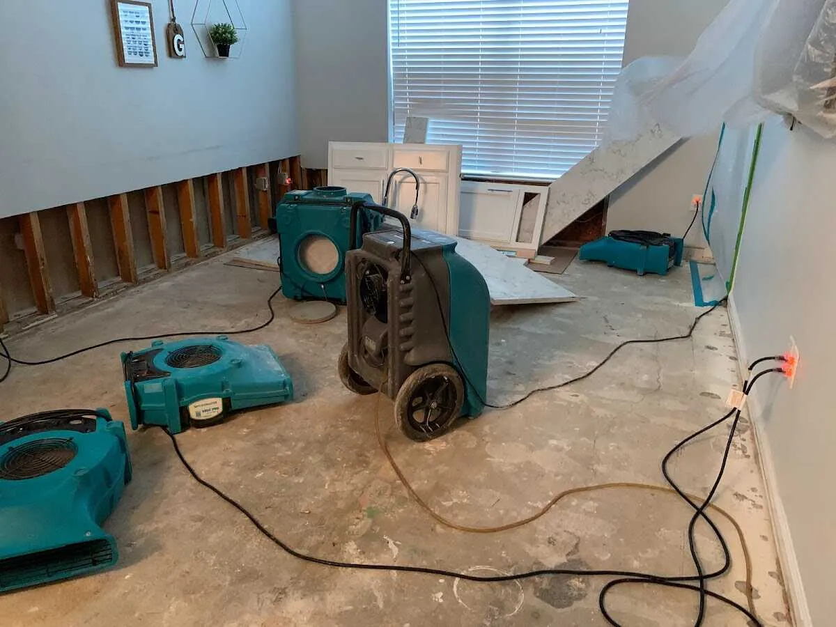Dehumidifier in flood-cut room for Water Damage Restoration in Sparta
